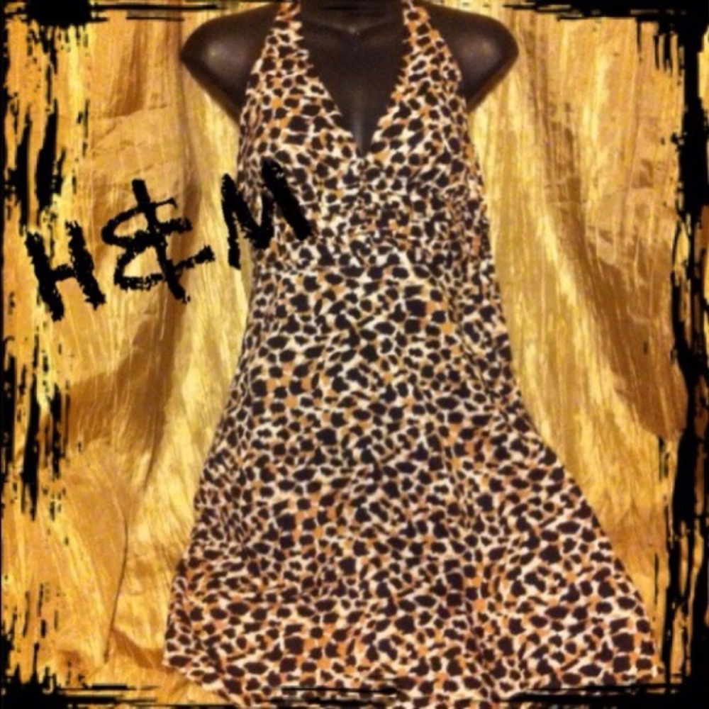 Leopard halter dress Sz 6. Dress it up or down!