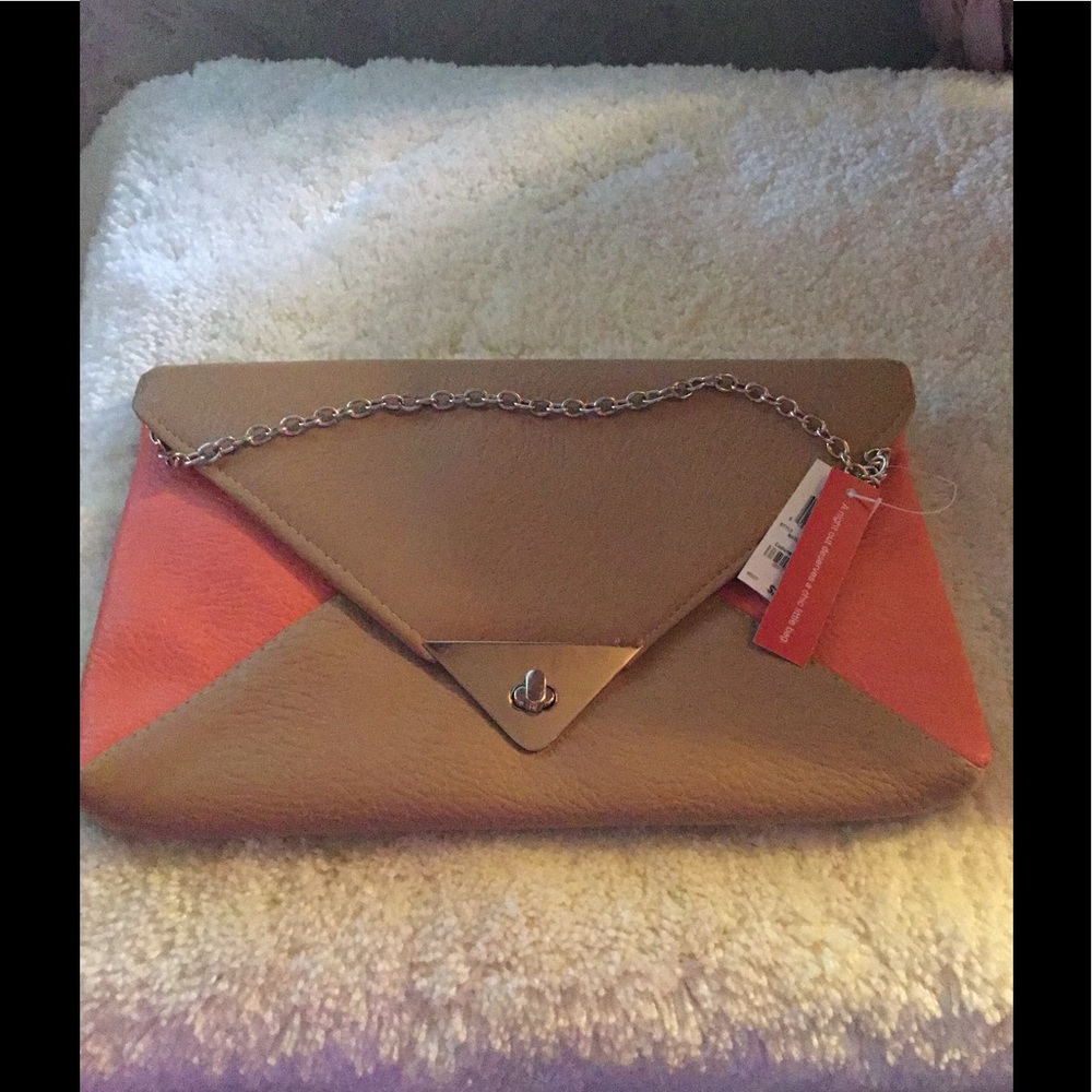 Brand New Style & Co Evening Bag NWT Coral and Tan