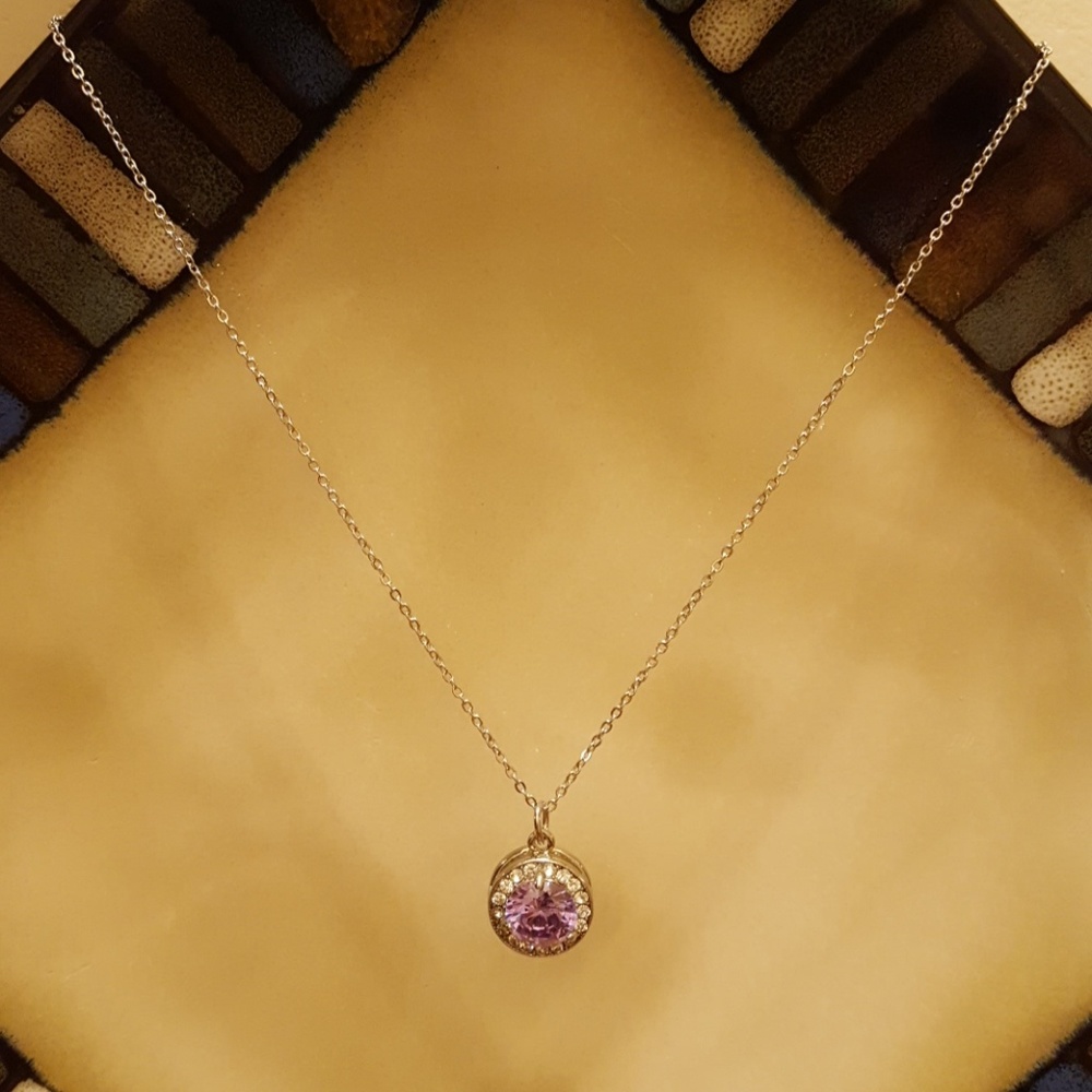 Amethyst rhinestone pendant necklace