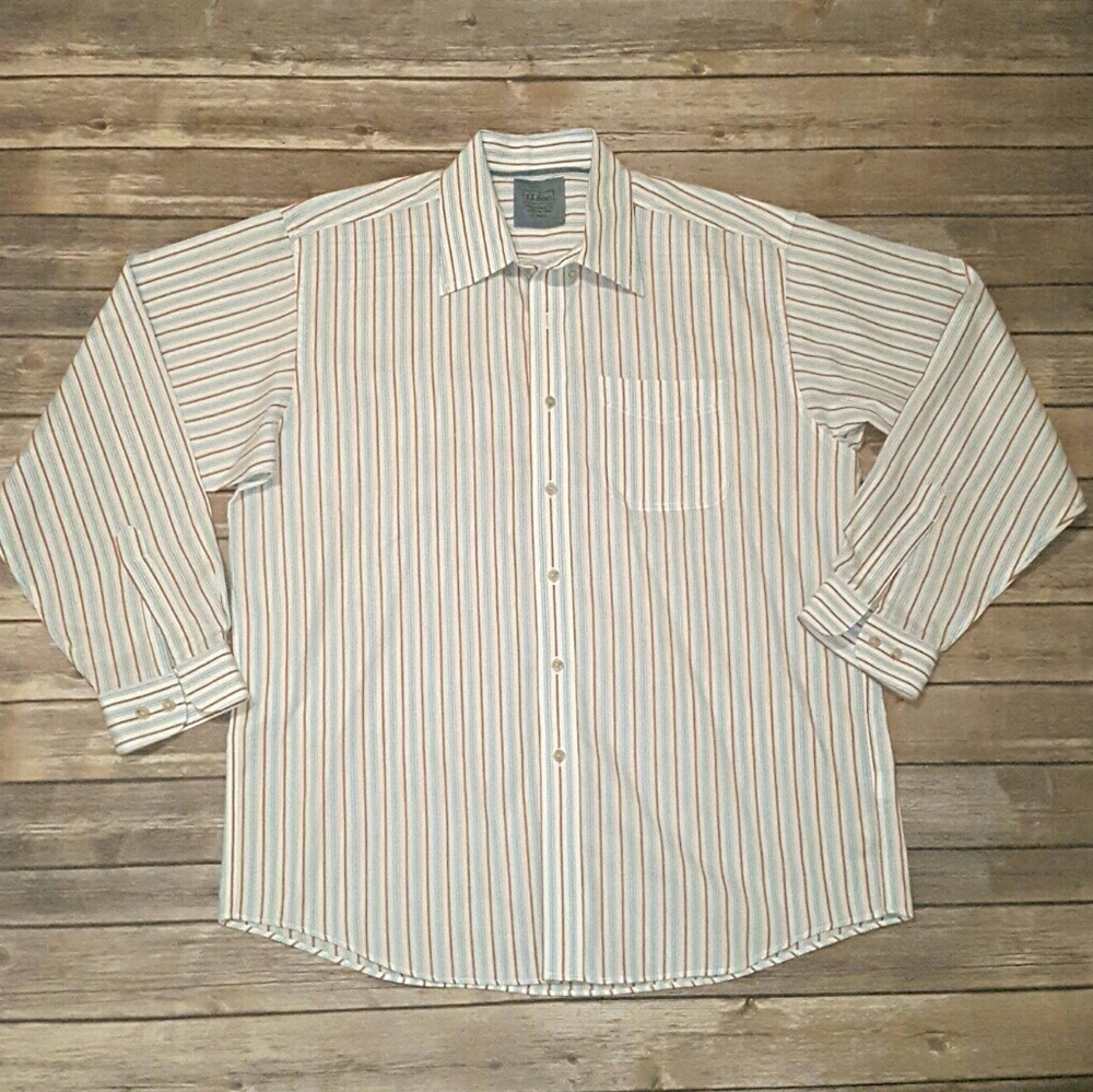 L.L. Bean Men's Traditional Fit Striped Shirt Sz L