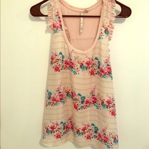 LC Lauren Conrad Floral/Striped Tank