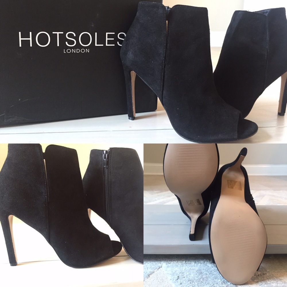 Hot Soles London Black faux suede quarter boots