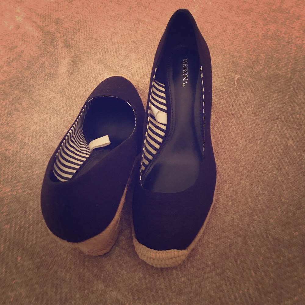 Black espadrille wedge