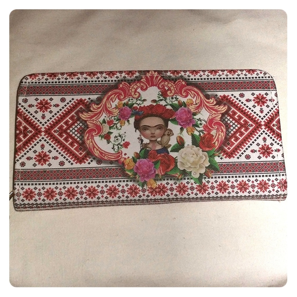 Frida Kahlo  floral Mexican heritage Art  Wallet