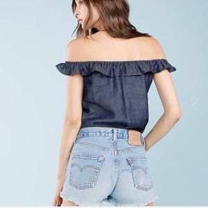 Mini ruffle off shoulder top