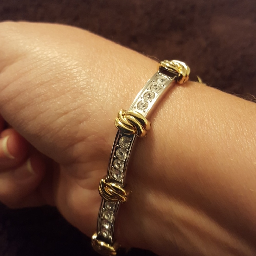Stunning Monet Two Tone Bracelet with clear CZ's