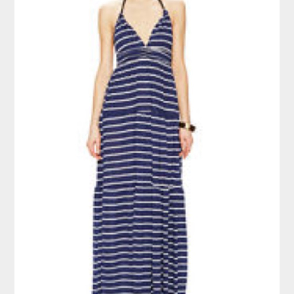 T Bags Navy and White Striped Maxi- New With Tags