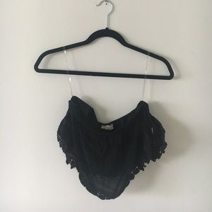 LA Hearts Crochet Off-the-Shoulder Crop Top