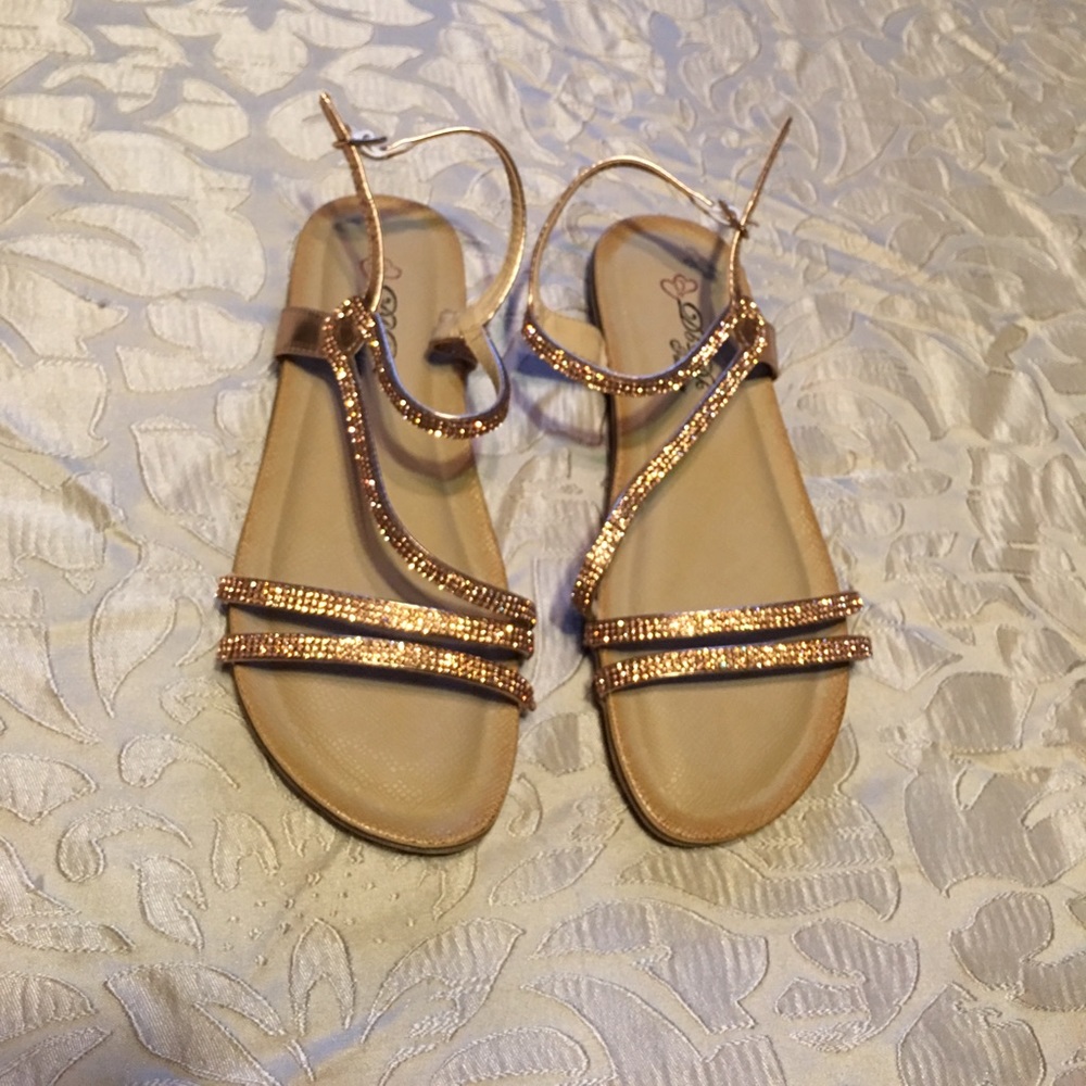 Beautiful Rose Gold sandals with crystals