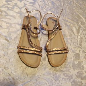 Beautiful Rose Gold sandals with crystals