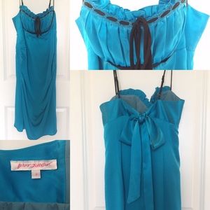 Betsy Johnson 100% silk, aqua cocktail dress