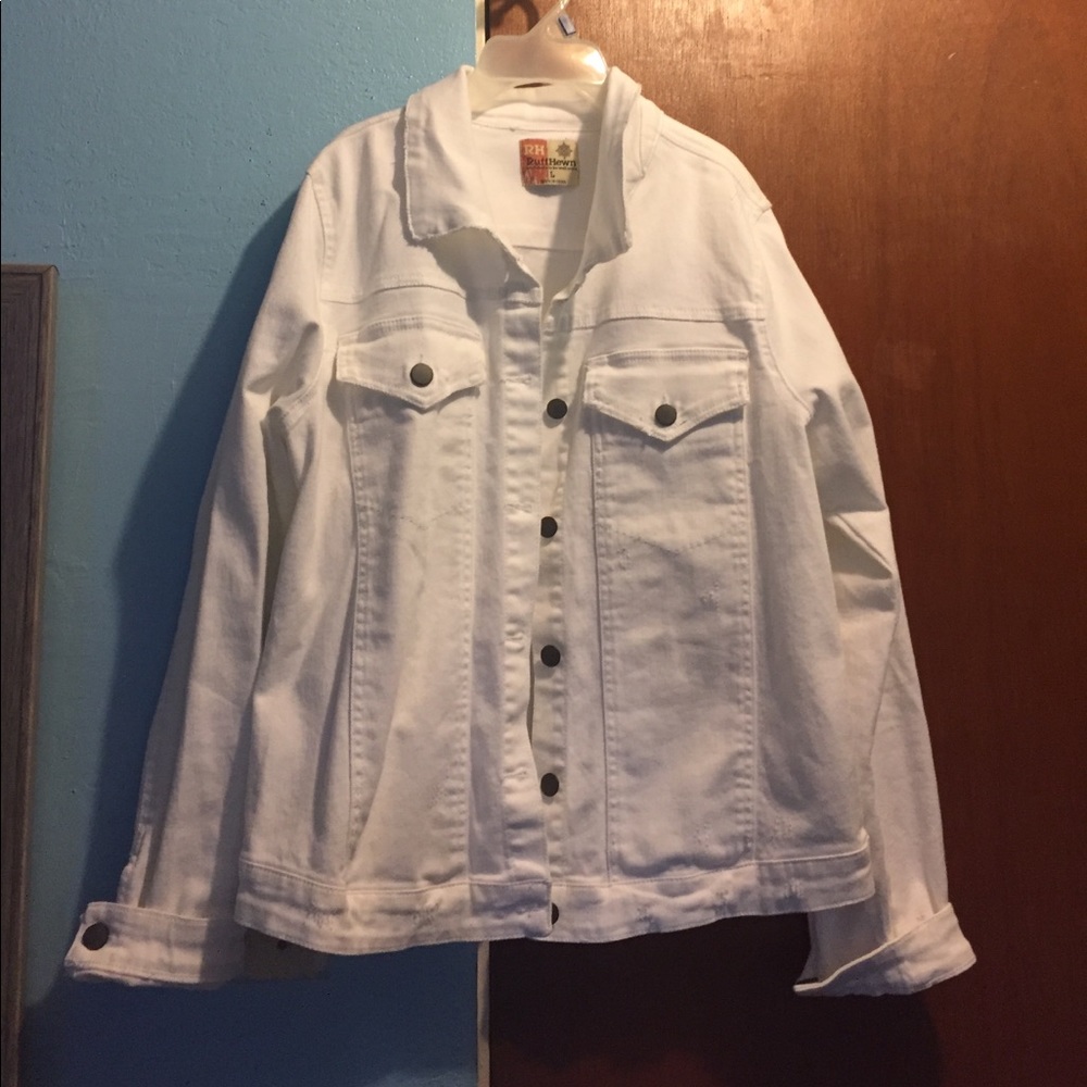White Slightly distressed Denim Jacket