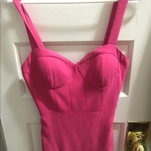 REBECCA MINKOFF - hot pink silk bustier dress