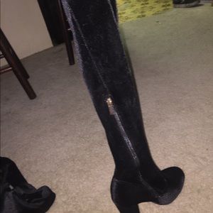 Knee high velvet boots