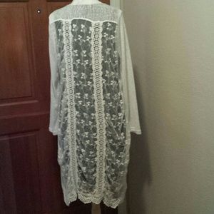 White lace long duster/kimono