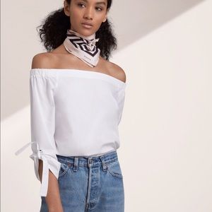 Aritzia Malik white off shoulders blouse Babaton