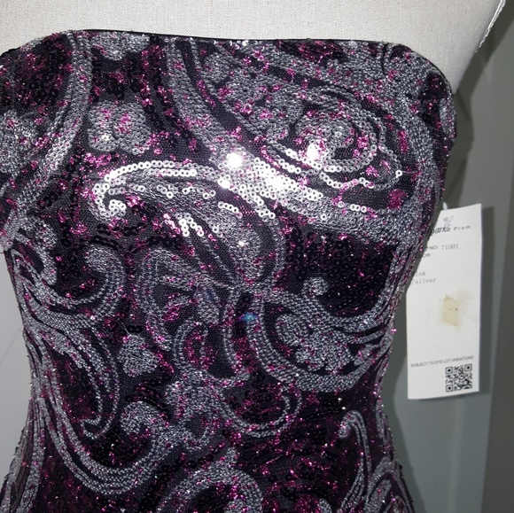 Sparkle nwt sz4 strapless silver and pink sequins - Picture 2 of 6