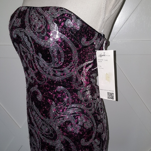 Sparkle nwt sz4 strapless silver and pink sequins - Picture 6 of 6