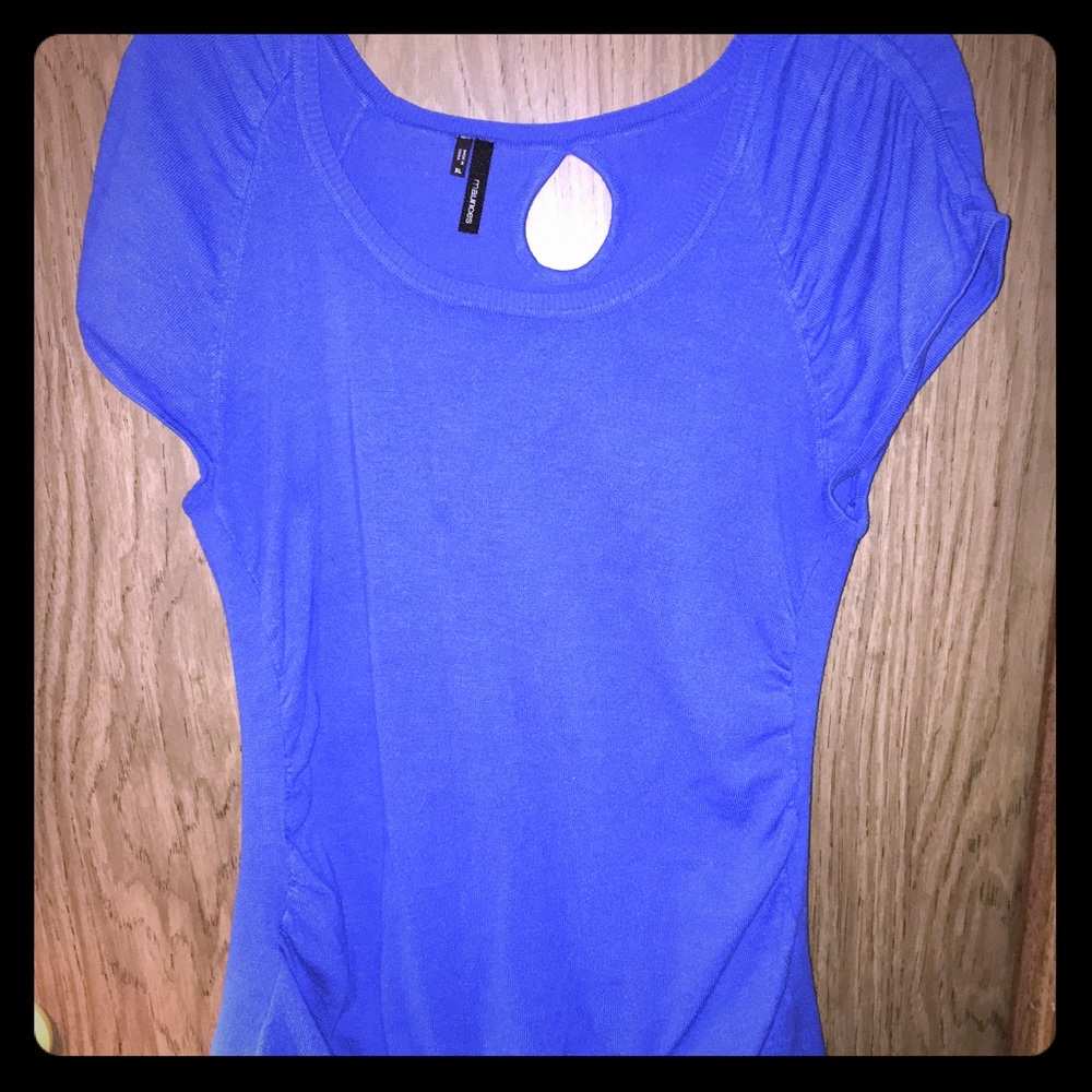 Bright blue knit shirt