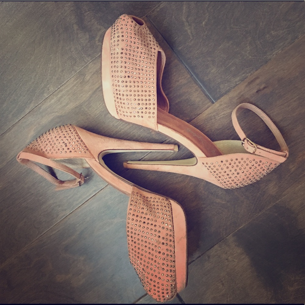 JEFFREY CAMPBELL pink, suede, rhinestone heels 💎