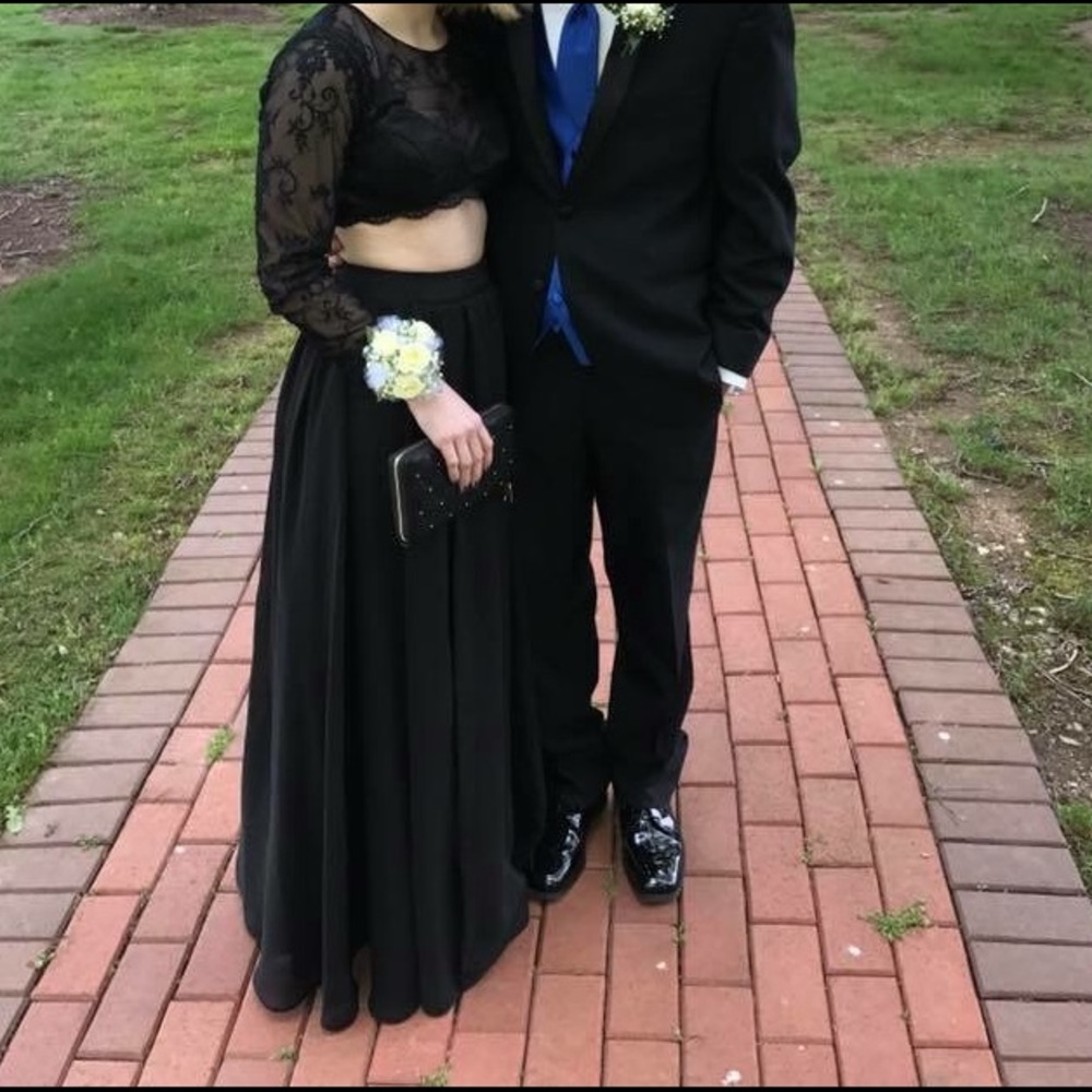 Two piece black prom dress