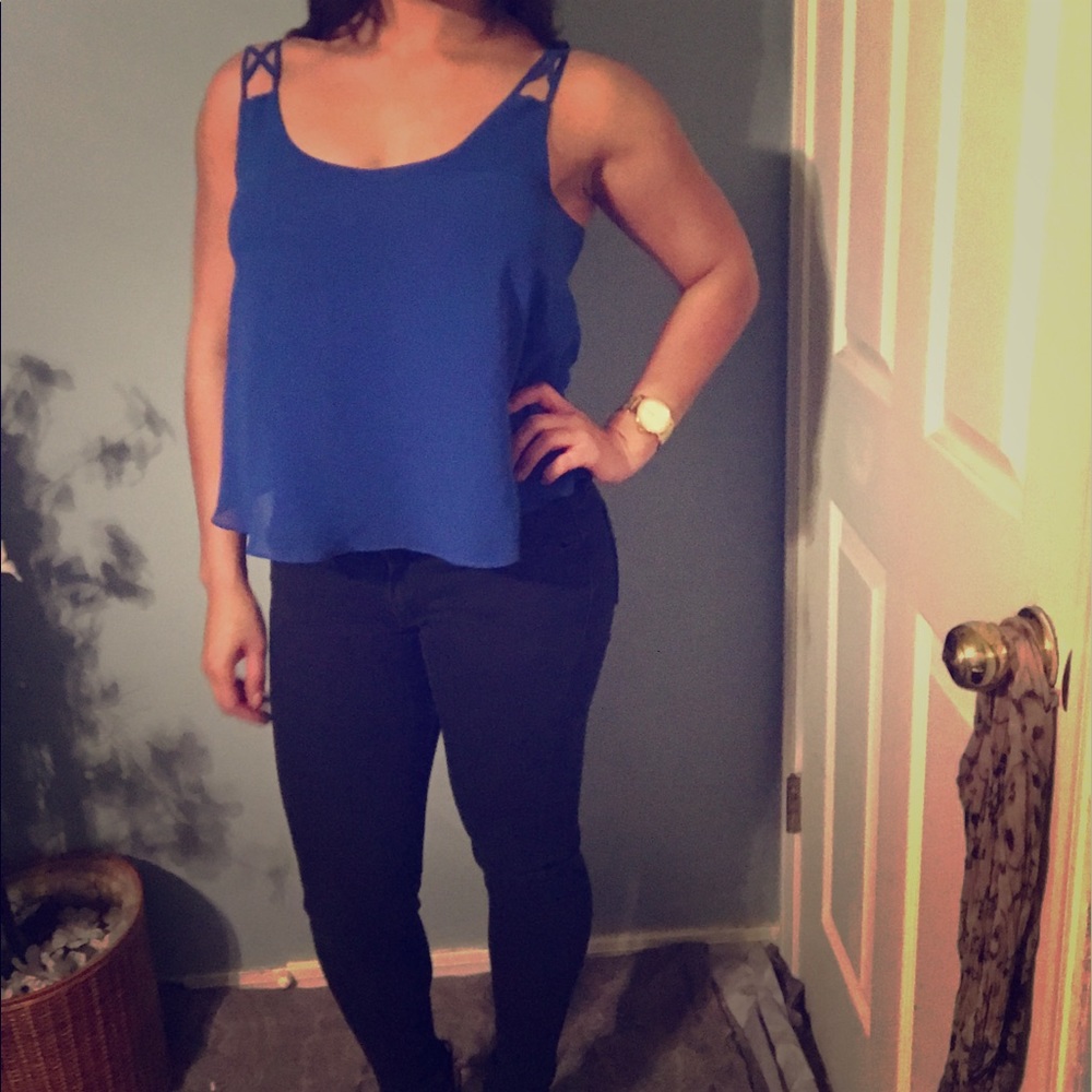 Royal Blue Chiffon Top
