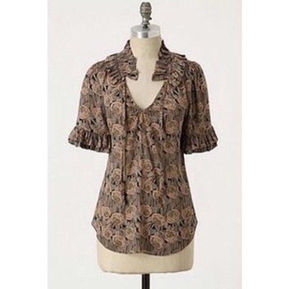 Anthropologie $20 Odille Spanish Floral Blouse - Picture 6 of 8