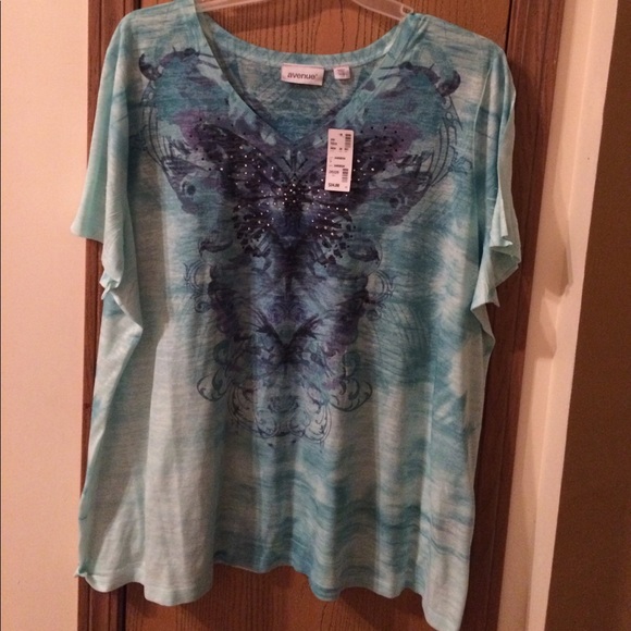 Avenue Tops - Avenue Butterfly Sequin Shirt Size 26/28 NWT