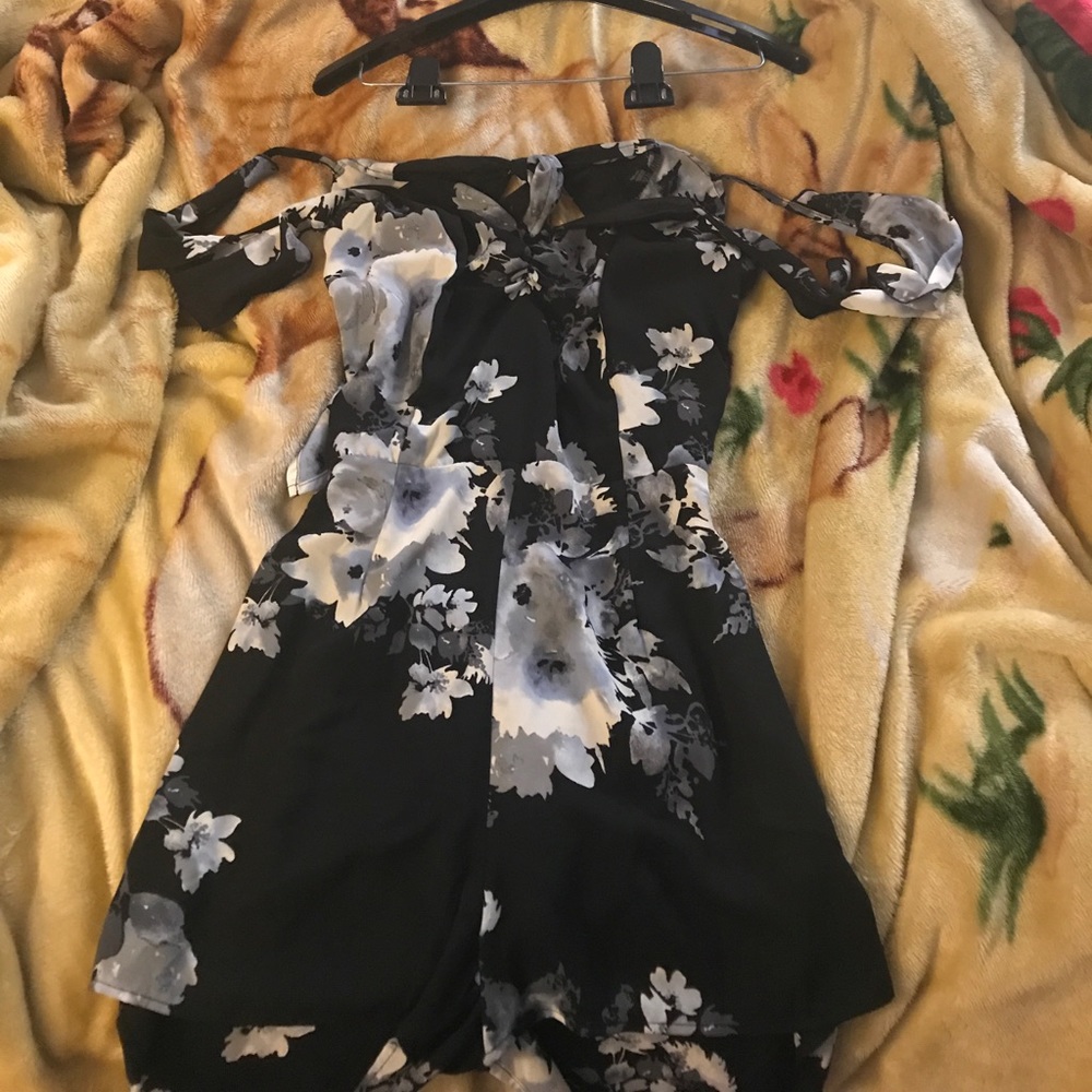 Blue with flower romper