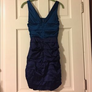 Turquoise and Navy blue evening dress