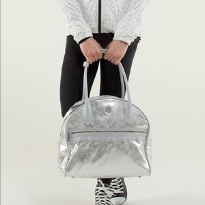 Lululemon Silver Metallic Gym Bag