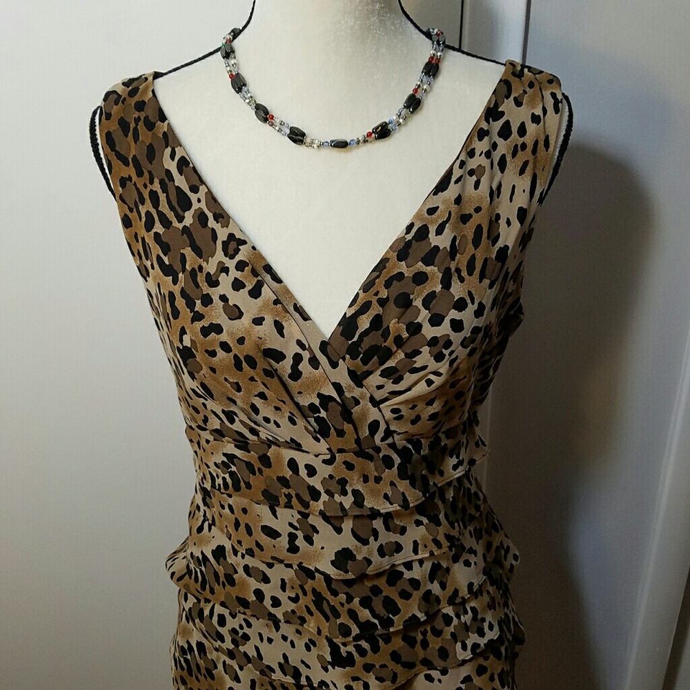 New Directions Layered Animal Print Dress - Picture 3 of 6