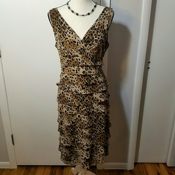 New Directions Layered Animal Print Dress - Picture 2 of 6