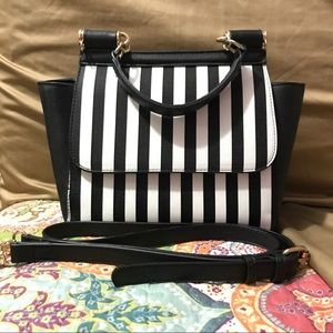 Black & white striped bag/ crossbody