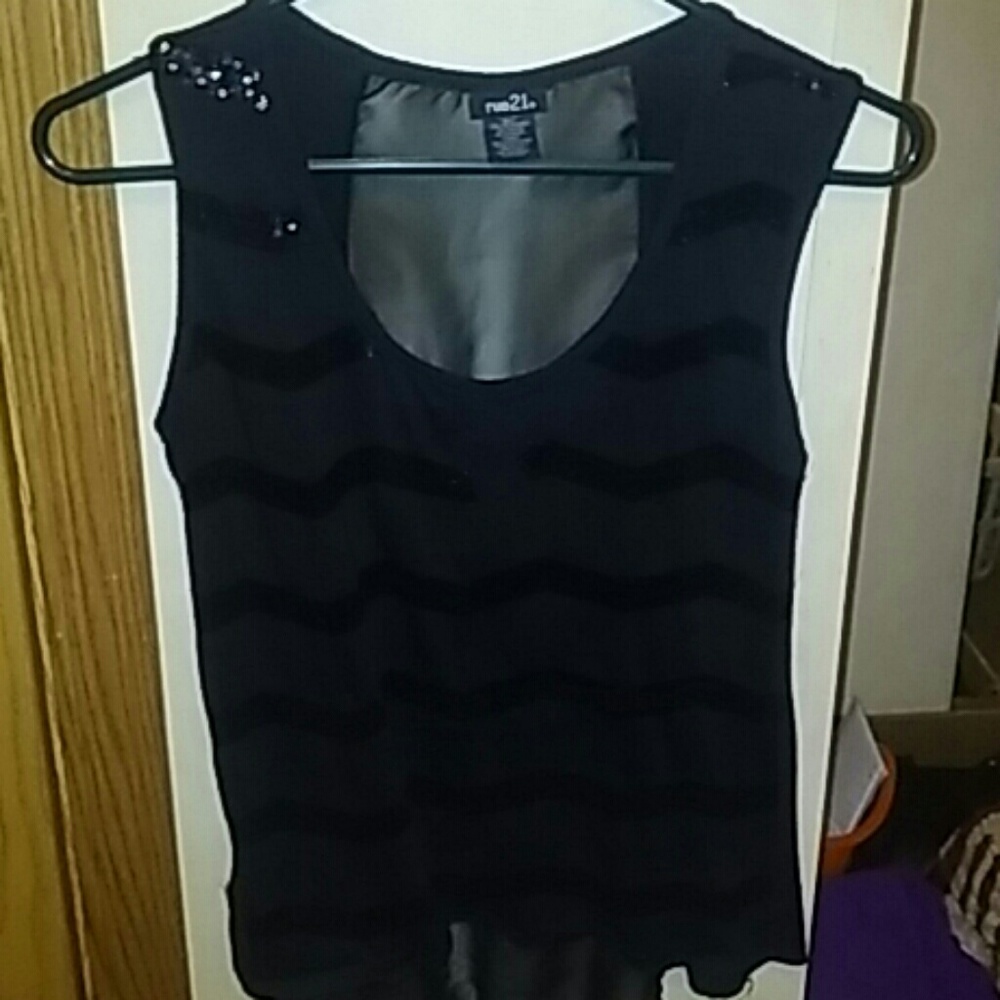 Black sequined tank top