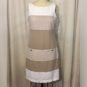 WHBM Neutral color-blocked shift dress