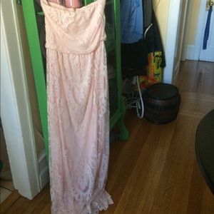 Strapless pink lace gown