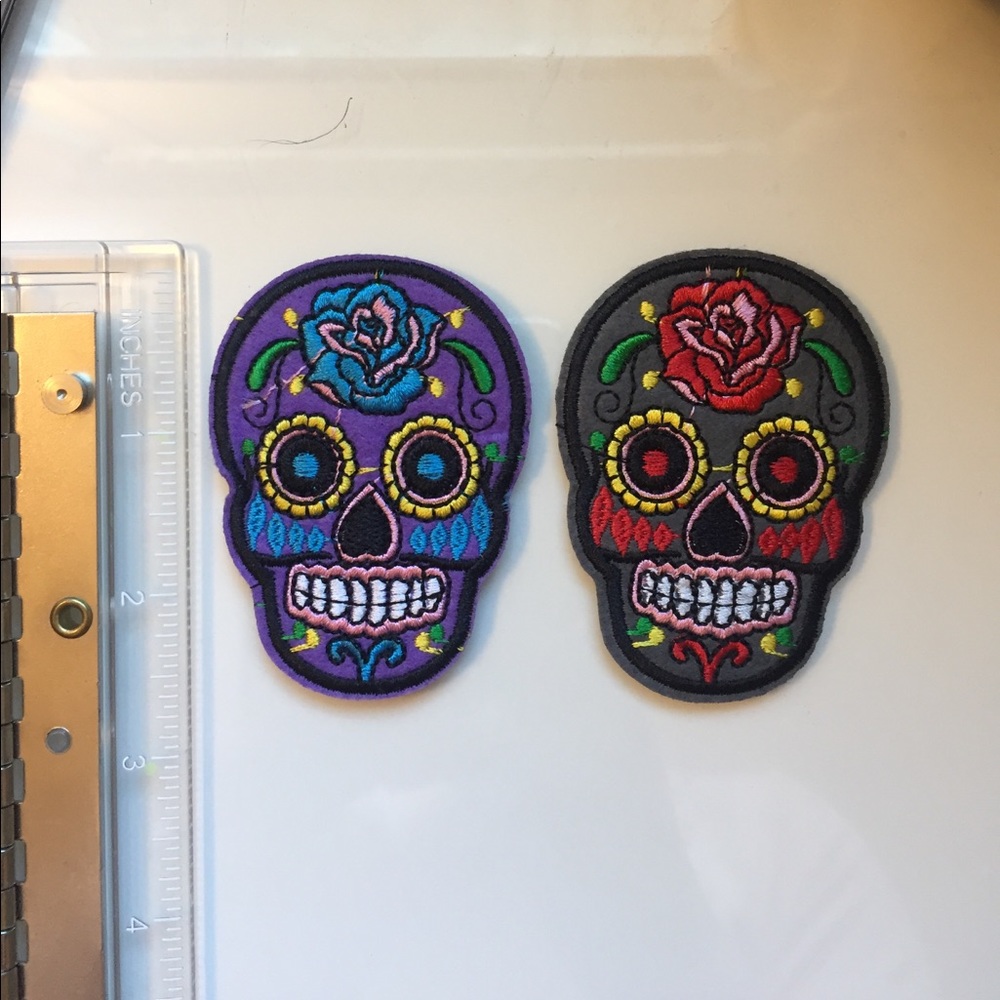 Sugar skull iron on patches