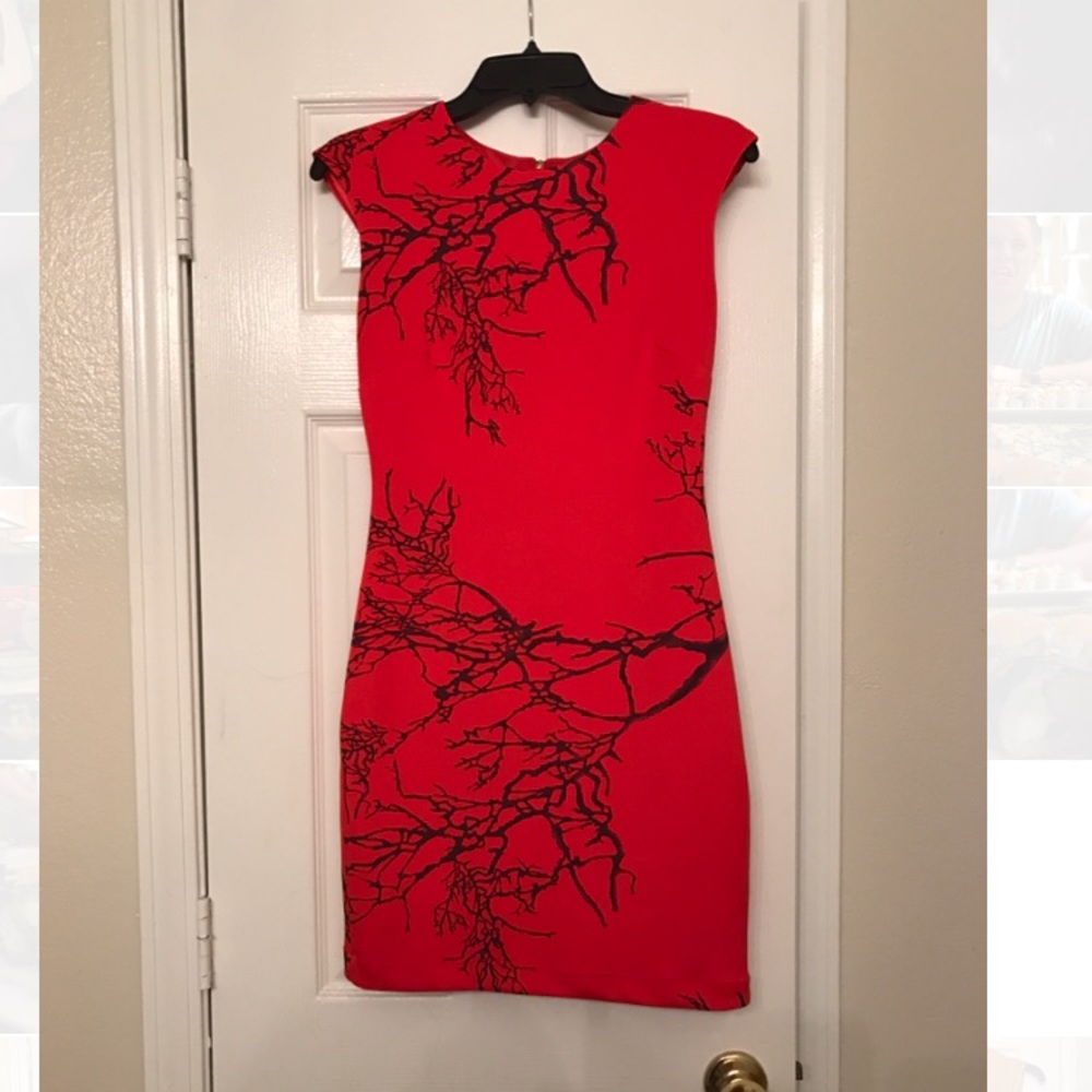 New York and Company red cocktail dress, scuba