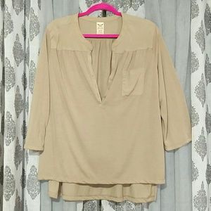 3/4 sleeve beige top sz L
