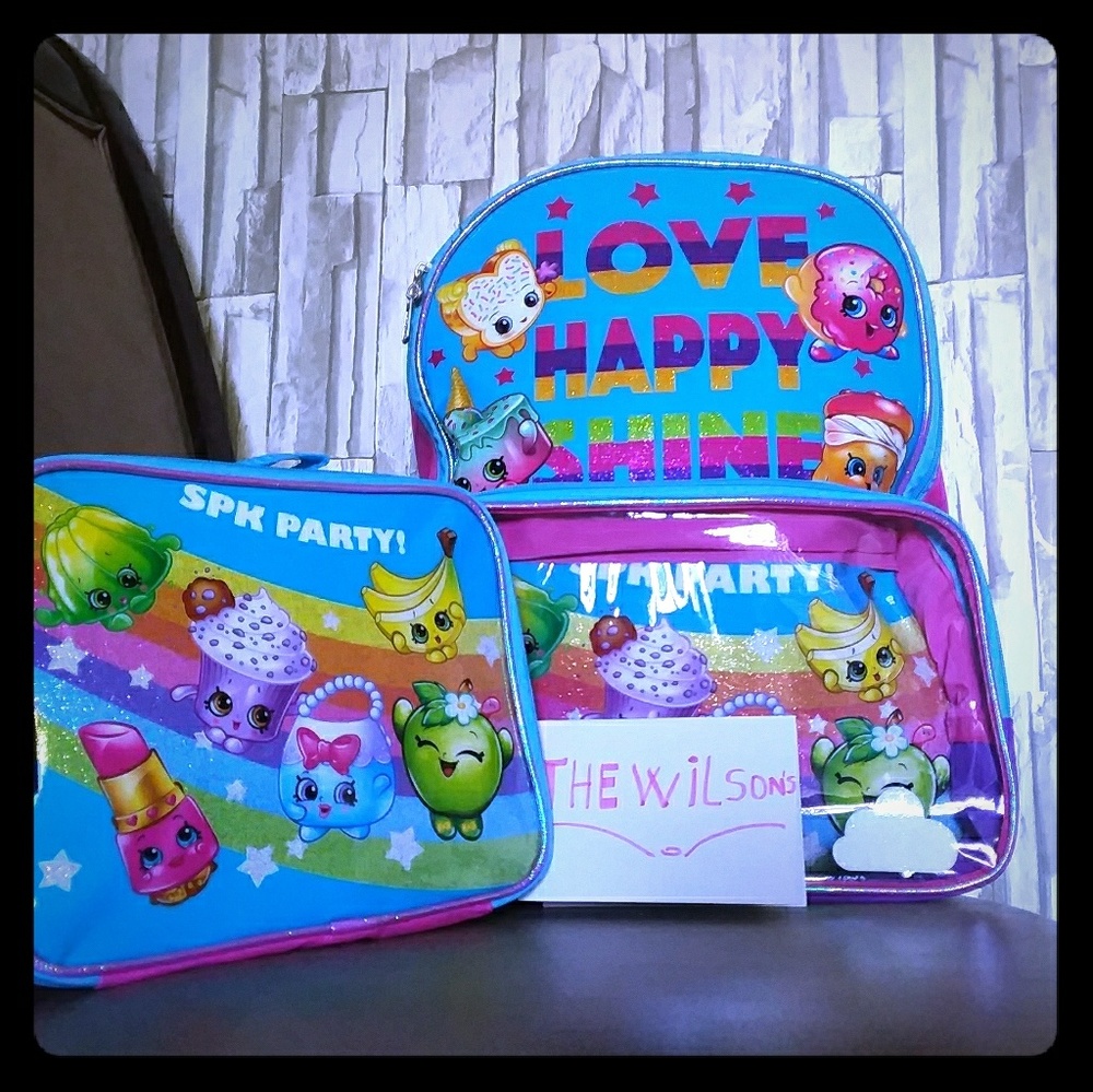 Shopkins backpack with lunch bag