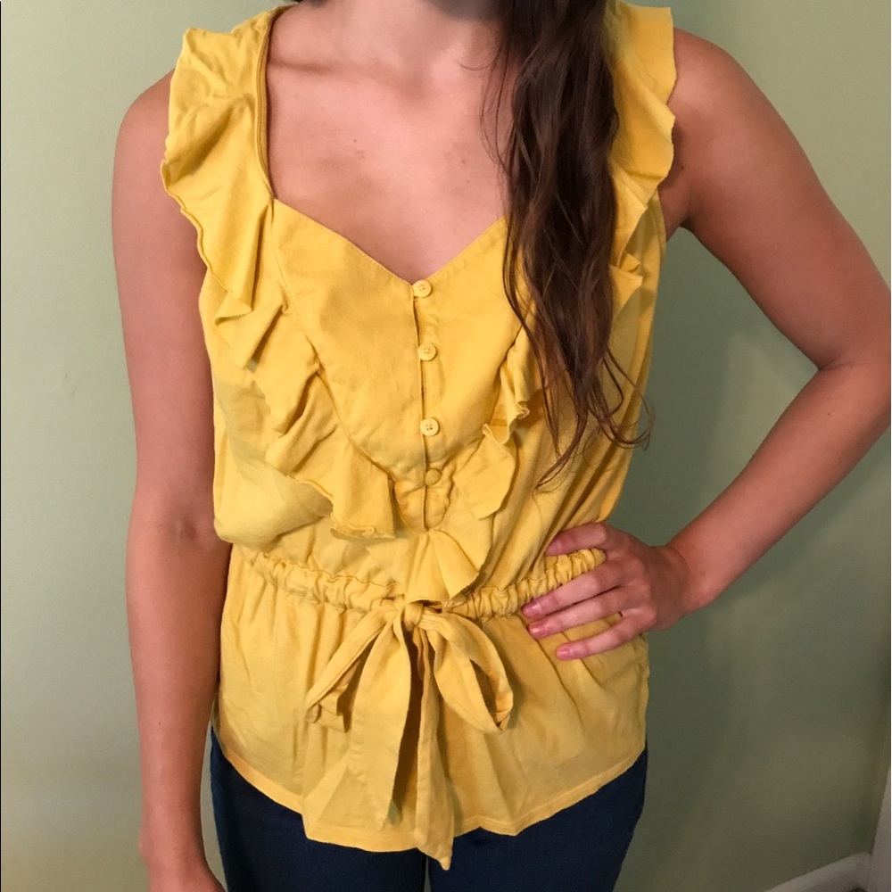 Fossil Blouse Top in Mustard Yellow Size S