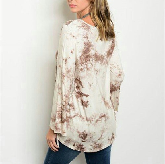 Mocha Tie Dye Fringe Top - Picture 2 of 4