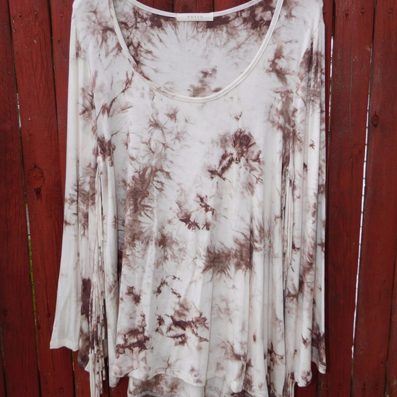 Mocha Tie Dye Fringe Top - Picture 3 of 4