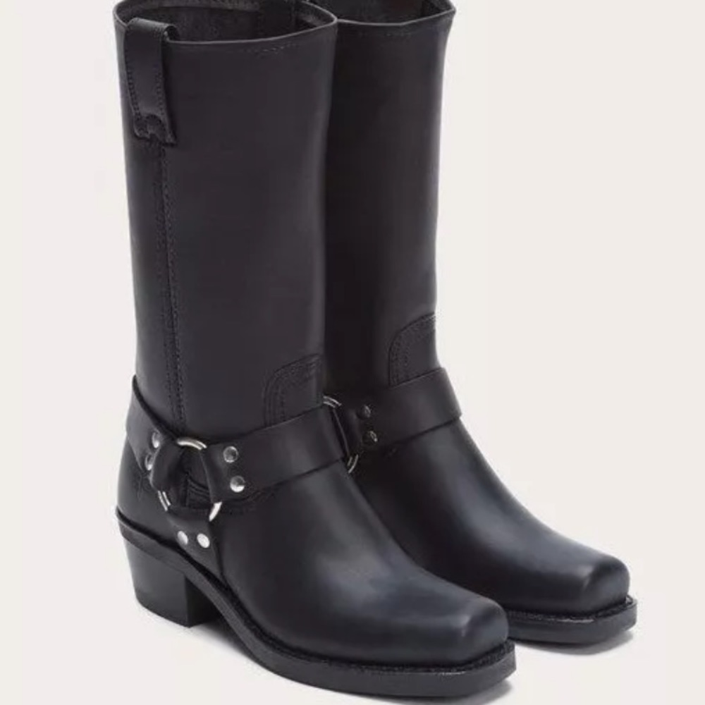 FRYE Boots Black Leather Harness 12R STYLE #77300