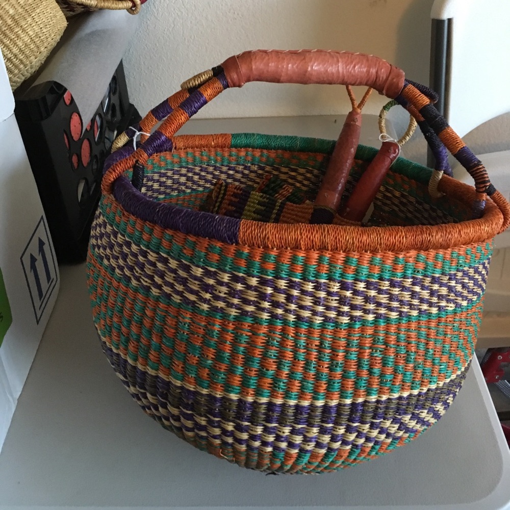 African woven baskets and totes