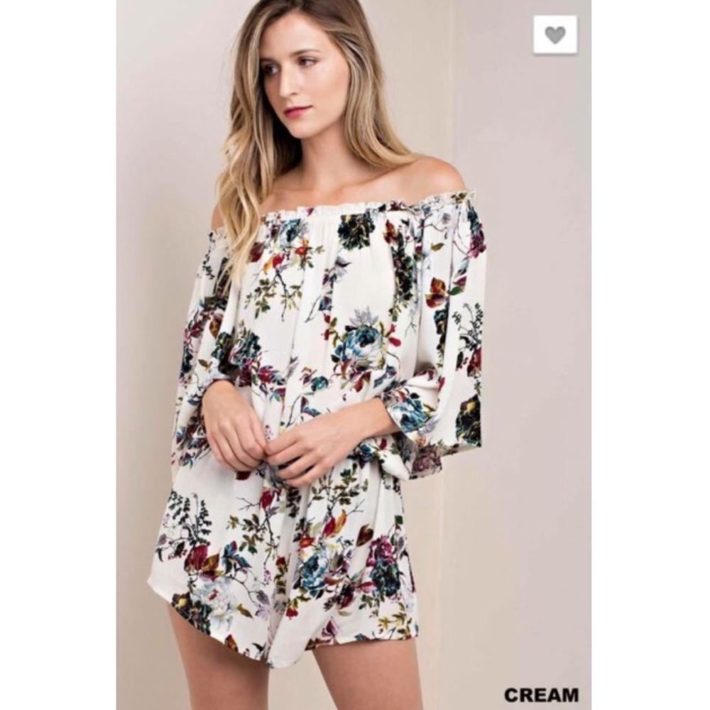 • Emma Cream Floral Romper •
