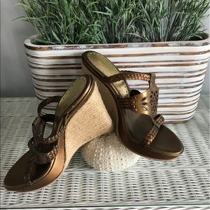 BCBGirls Gold Wedge Sandals, 8.5