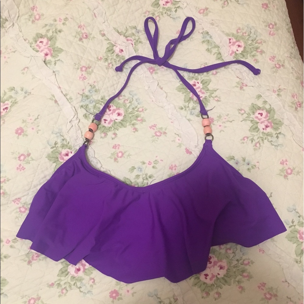 Purple Flowy Bathing Suit Top