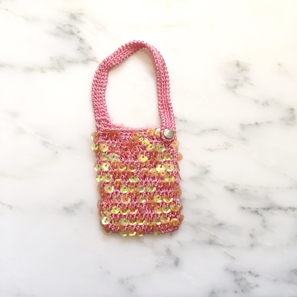 HP • pink sequin phone/card minipurse - Picture 1 of 4